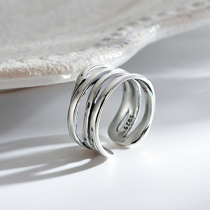 925 многослойные манжетные кольца из стерлингового серебра