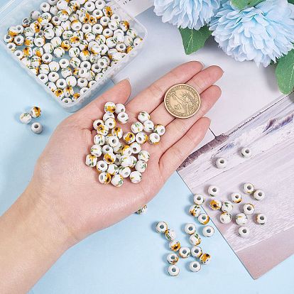 200Pcs Handmade Porcelain Beads Kit for DIY Bracelet Making, with Elastic Thread