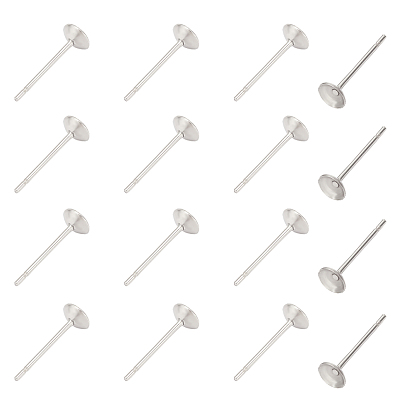 304 Stainless Steel Stud Earrings Findings, with Ear Nuts