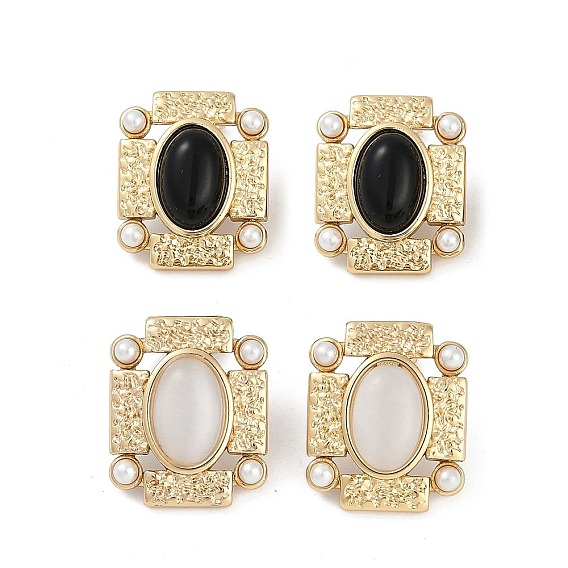 Ионное покрытие (ip) 304 прямоугольные серьги-гвоздики из нержавеющей стали, со стеклом и пластиком под перламутр, реальный 18 k позолоченный