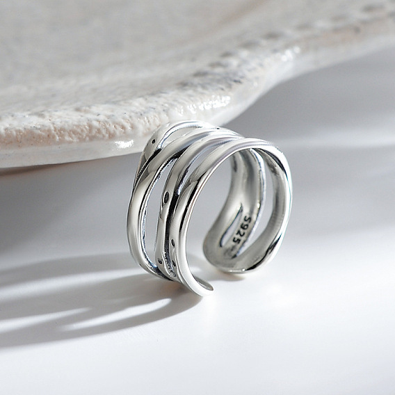 925 многослойные манжетные кольца из стерлингового серебра