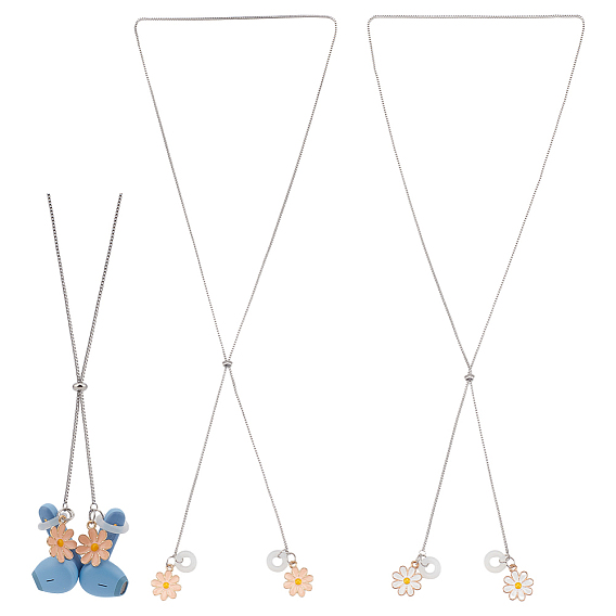 2шт 304 цепочка для наушников из нержавеющей стали, с подвесками из силиконового геля и эмалевого сплава