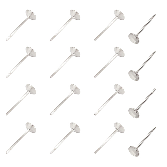304 Stainless Steel Stud Earrings Findings, with Ear Nuts