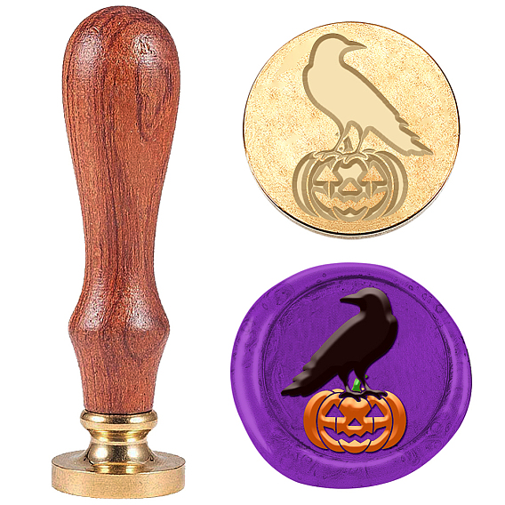 Набор ретро восковых печатей, включая деревянную ручку из груши сафлора и съемную латунную головку, для конвертов, приглашения, подарочная карта