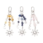 3 шт 3 стили подвески из натуральных и синтетических драгоценных камней, солнце и луна и звезда, с 304 прелестей из нержавеющей стали, Подвески из сплава и поворотные застежки