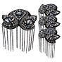 4Pcs Felt & Rhinestone & Iron Curb Chain Tassel Epaulettes, Shoulder Badges, with Brooch, Flower