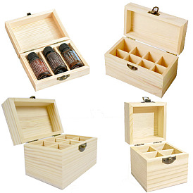 Rectangle Wood Storage Empty Boxes, with Hinged Lid, for Essential Oil Bottle Storage