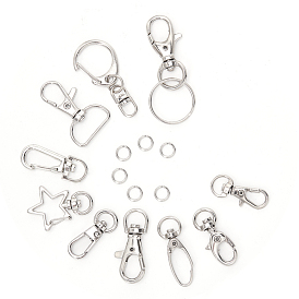 DIY Keychain Clasp Kits, with Alloy/Iron Swivel Lobster Claw Clasps and Zinc Alloy Keychain Clasp, with Bead Container