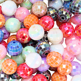 100 шт. непрозрачные акриловые бусины с УФ-покрытием, радужный, круглые, граненые