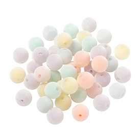 30pcs perles acryliques floquées, Perle en bourrelet, ronde