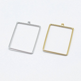 Brass Pendants, Long-Lasting Plated, Nickel Free, Open Rectangle