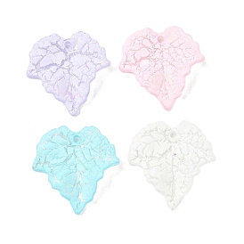 Baking Paint Acrylic Pendants, UV Plating, Leaf with Cracks Charms