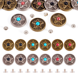 12 шт. 6 Цвета: цинковый сплав и синтетическая бирюза, 1-луночное, плоско-круглые