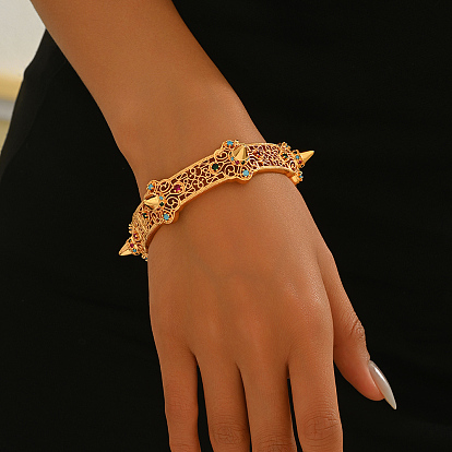 Хип-хоп браслеты из латуни, заклепки браслеты для женщин, цветок