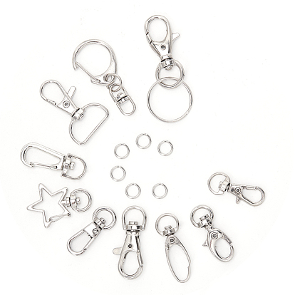 Kits de fermoir porte-clés bricolage, avec fermoir mousqueton pivotant en alliage / fer et fermoir porte-clés en alliage de zinc, avec récipient à billes