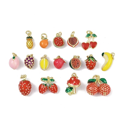 Латунь эмаль подвески, с целью перехода в кольце, фруктовое очарование, без свинца и без кадмия, долговечный, стойки покрытие, реальный 18 k позолоченный
