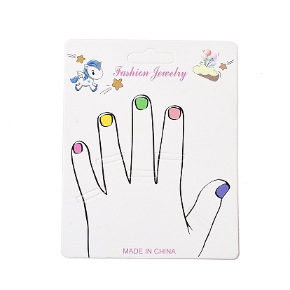 Rectangle Hand Finger Ring Display Cards, Horse Pattern