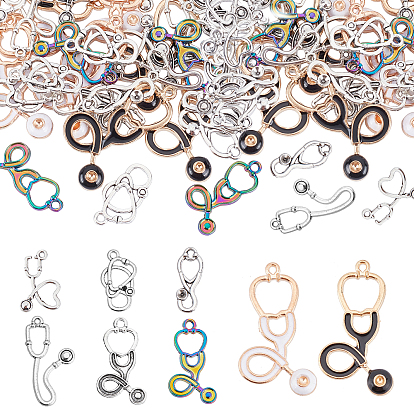 48Pcs 8 Style Alloy Pendant Sets, Stethoscope