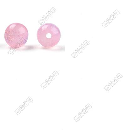 25pcs perles rondes en résine imitation œil de chat, avec de la poudre de paillettes