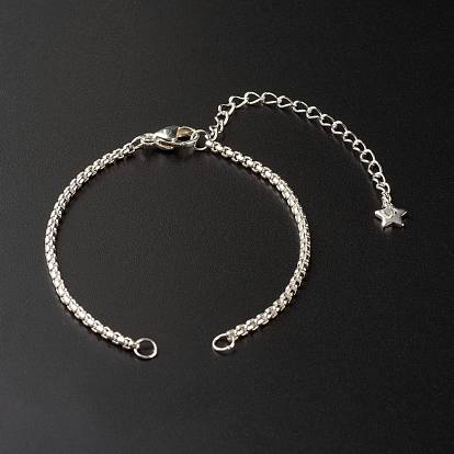 Handmade 304 Stainless Steel Box Chains Bracelets Making Accessories, with Box Chain & Curb Chain, Charms, Jump Rings, Lobster Claw Clasps, Star, Cross, Heart