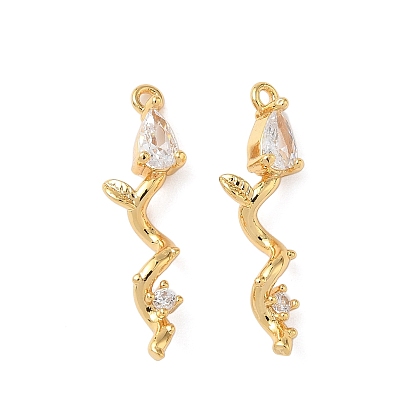 Латунные микро проложить кубического циркония подвески, цветок, без никеля 