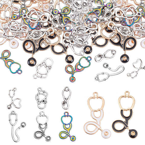 48Pcs 8 Style Alloy Pendant Sets, Stethoscope