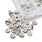 200Pcs 10 Colors Iron Flat Round Spacer Beads Sets, Silver Color, with Rhinestone