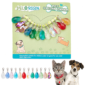 12шт 12 цвета граненые стеклянные подвески-капли украшения украшения, подвески из цинкового сплава с застежкой-лобстером, подвески на клипсах