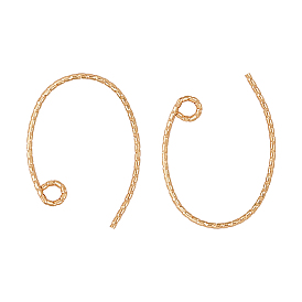 Brass Earring Hooks, with Horizontal Loop, Real 18K Gold Plated, Vacuum Packing