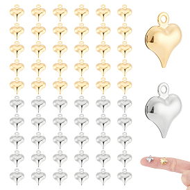 60 шт 2 цвета 304 подвески из нержавеющей стали, надутое сердце