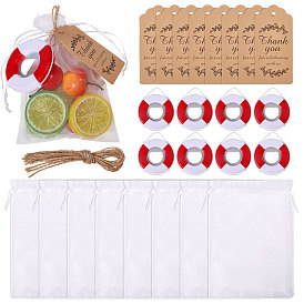 Life Buoy Shape Plastic Bottle Opener, with Organza Gift Bags and Paper Gift Tags