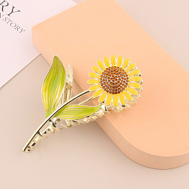 Metal Hair Clip for Updo with Oil Drop Plate, Sunflower Shark Jaw Clamp and Claw Accessories