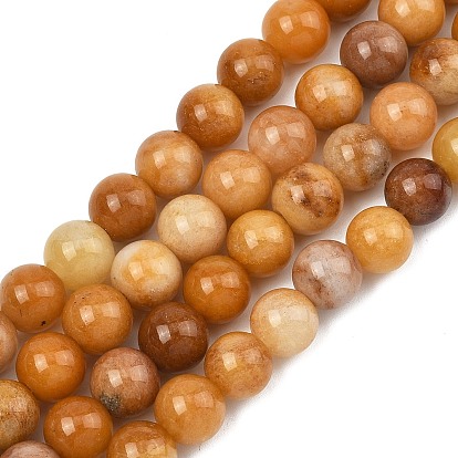 Природный Топаз нефрита бисер нитей, круглые, темно-золотистые