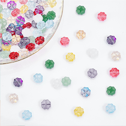 Nbeads 200Pcs 10 Colors Spray Painted Glass Beads, Clover