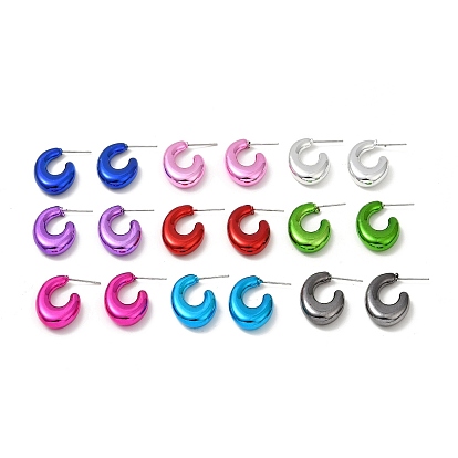 Teardrop Acrylic Stud Earrings, Half Hoop Earrings with 316 Surgical Stainless Steel Pins