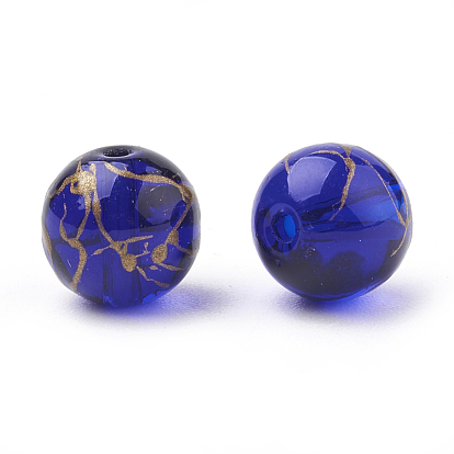 Drawbench Transparent Glass Beads, Round, Spray Painted Style