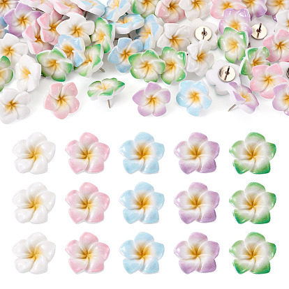 50 шт. 5 стили железные канцелярские кнопки, смолой цветок, платина