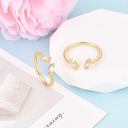 Манжеты из латуни с микро паве кубический цирконий для женщин, лошадиный глаз 