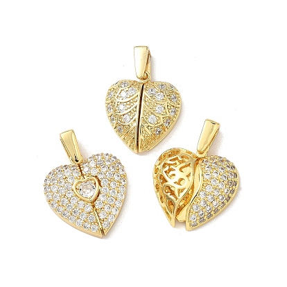 Латунные микро проложить кубического циркония подвески, открывающиеся подвески-сердечки