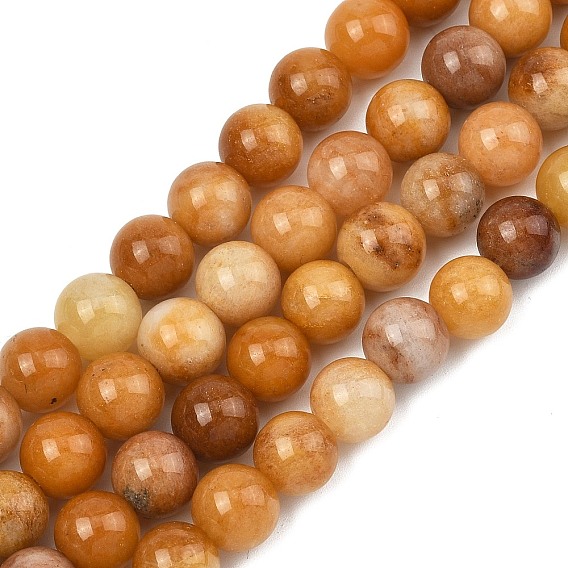 Природный Топаз нефрита бисер нитей, круглые, темно-золотистые