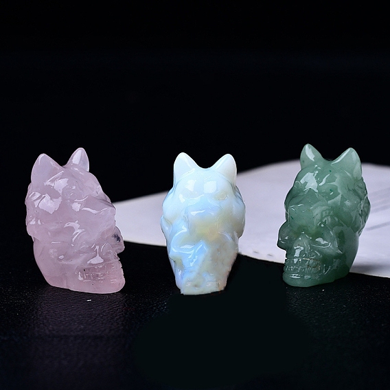 Резные драгоценные камни в форме волка и черепа, витрина, украшения, для домашнего офисного стола