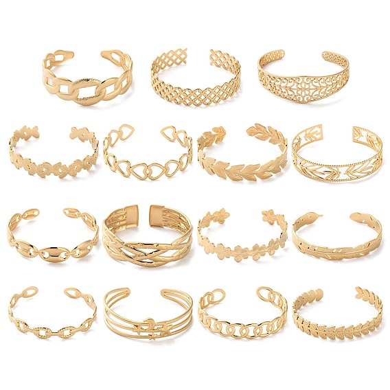 304 женские браслеты-манжеты из нержавеющей стали, реальный 18 k позолоченный, полый