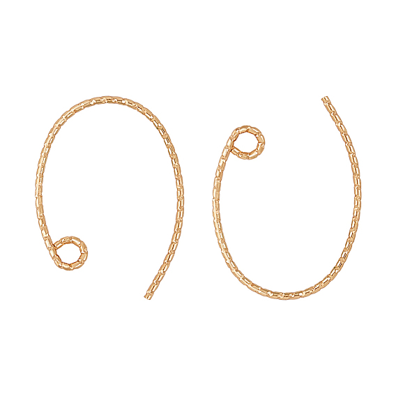 Brass Earring Hooks, with Horizontal Loop, Real 18K Gold Plated, Vacuum Packing
