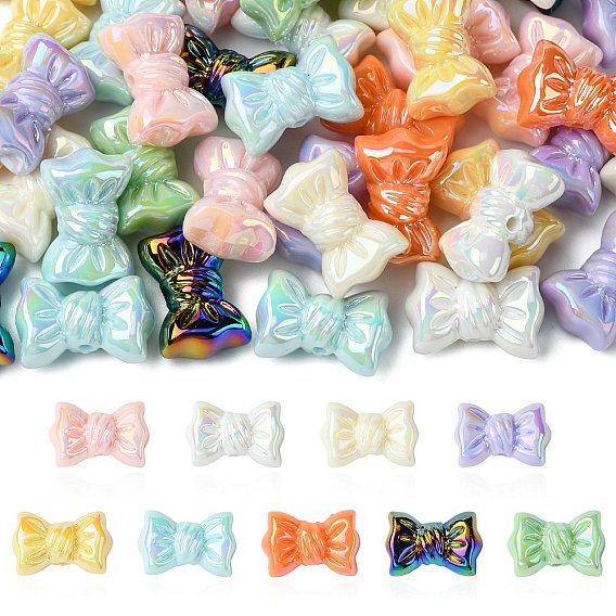 45шт 9 цвета УФ-покрытие непрозрачные акриловые бусины, радужный, бантом