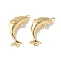 Шармы-соединители из латуни с микропаве из прозрачного кубического циркония, дельфин, без кадмия и без свинца, долговечный, стойки покрытие