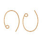 Brass Earring Hooks, with Horizontal Loop, Real 18K Gold Plated, Vacuum Packing
