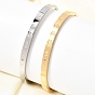 304 Stainless Steel Micro Pave Clear Cubic Zirconia Roman Numerals Open Cuff Bangles for Women, Ion Plating(IP)