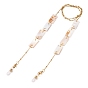 Eyeglasses Chains, Neck Strap for Eyeglasses, with Natural Shell Rectangle Links, Golden Plated 304 Stainless Steel Satellite Chains and Rubber Eyeglass Holders