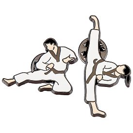 Gorgecraft 2Pcs 2 Style Sport Theme Taekwondo Enamel Pins, Electrophoresis Black Plated Alloy Badges for Backpack Clothes