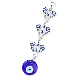 Elephant with Evil Eye Handmade Lampwork Charm Wall Hanging Ornaments, for Home Outdoor Decorations